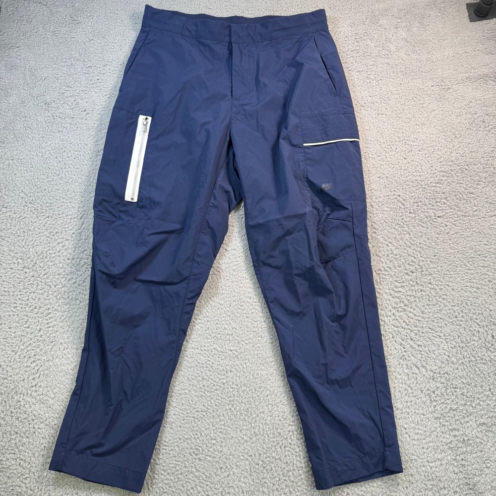 Nike Mens Navy Blue Nylon Cargo Tapered Activewear Pants Size M 32x28 Techwear